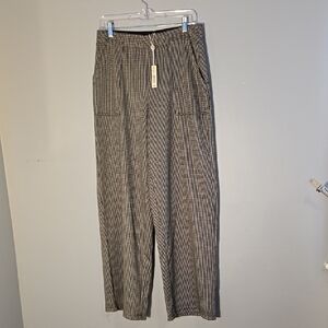 Max Studio Black & Cream Elastic Waist Stretchy Wide Leg Pants Size Large